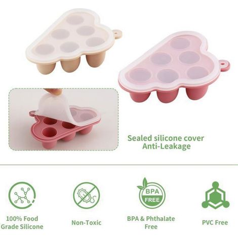 Pot Conservation Bébé en Silicone, 4 Pots Avec Couvercle Pour Diversification Alimentaire Bébé, Conservation Lait Maternel, Label (1/4)