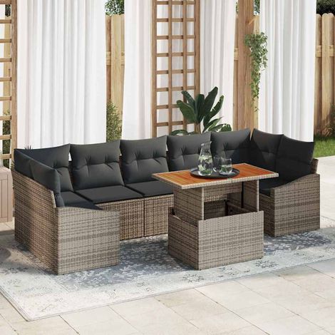 Conjunto de sofá de jardín con almacenamiento 8 pcs Gris vidaXL (1/5)