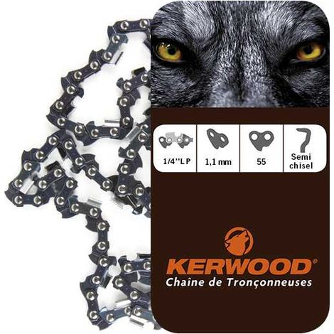 Chaîne tronçonneuse Kerwood  1/4"  1,1 mm  55 maillons  Semi carrée  1,1 mm (1/5)
