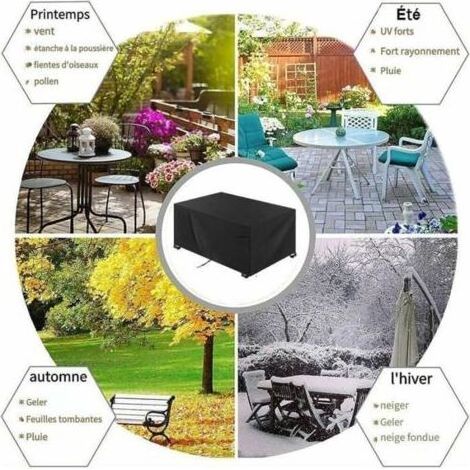 Housse Table de Jardin 230x120x75cm Noir 420D Tissu Oxford Housse Salon de Jardin Résistance Au Vent Anti-UV Bache Table De Jardin (1/3)