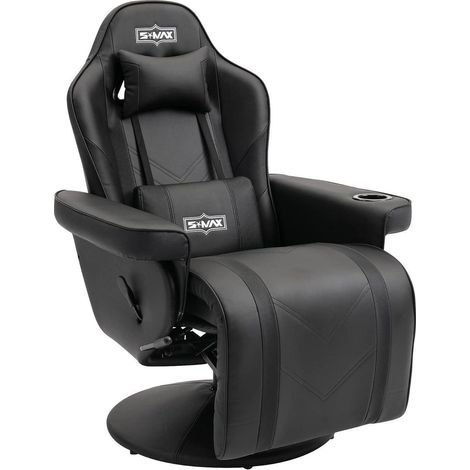 Gaming Stuhl SMAX mit Fußstütze hoher Rückenlehne Schwarz (1/5)