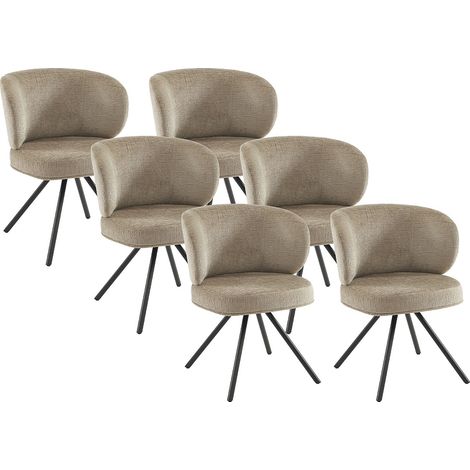Lot de 6 chaises pivotantes en tissu texturé et métal noir - Taupe - LYARO (1/5)