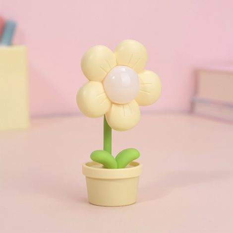 Veilleuse florale pour enfants, lumière douce, orientable à 360°, lampe de chevet à piles, jaune (1/5)