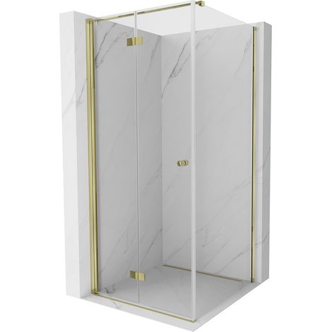 Mexen Mist-F T Duschkabine klappbar links 75 x 75 cm, transparent, gold - 8A6T-075-075-50-00-L (1/5)