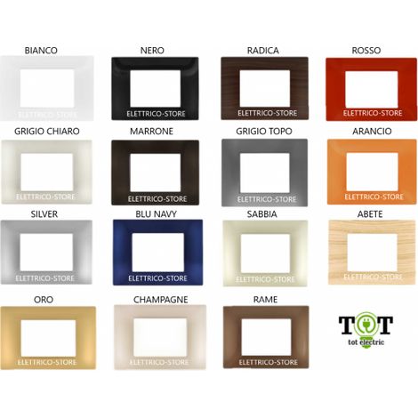 PLACCA 2M 3M 4M 7M POSTI COMPATIBILE VIMAR PLANA VARI COLORI Champagne,7 POSTI