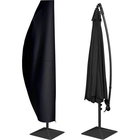Housse de protection pour parasol déporté de 2 à 4 m - 250 cm - Résistant aux intempéries, au vent et à la neige - 205 x 25/57/48 cm - Noir