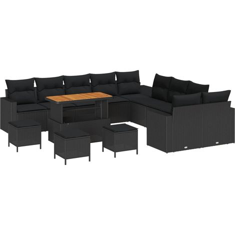 Maison Exclusive - Gartensofa-set Höhenverstellbar 14 pcs Schwarz