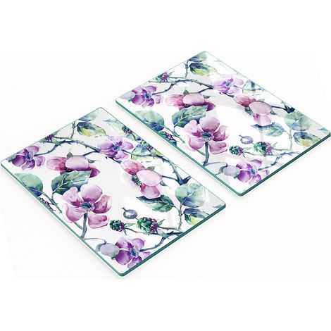 Taglieri e vassoi decorativi in vetro con motivo fiori di mora, 2x40x52 cm (1/5)