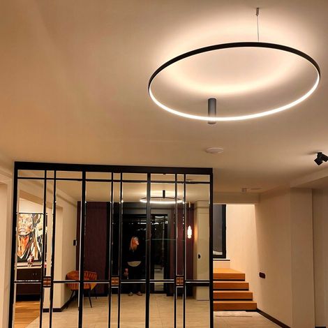 Plafoniera ad anello L nera Light Prestige LP-909/1C L BK CCT 50W (1/5)