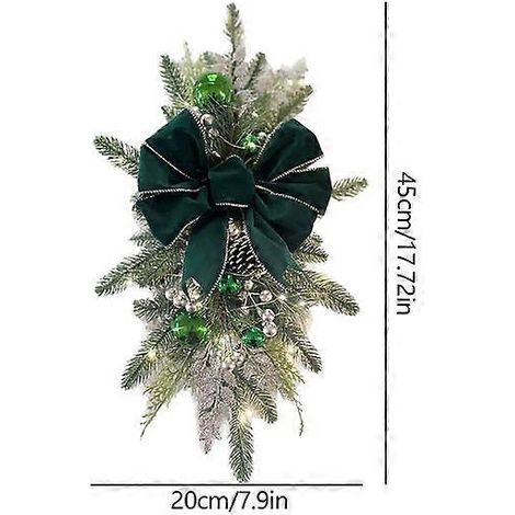 Guirlande de suspensions pour couronne de Noël, décoration de Noël, suspension pour couronne de Noël à suspendre au mur ou à la porte avec guirlande lumineuse LED verte sans lumière (1/5)