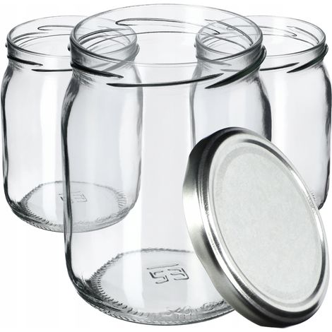 KADAX Tarros de mermelada con tapa de rosca, 8 unidades, 540 ml, tarros de mermelada con tapa de rosca, tarros de almacenamiento para pepinos, plateado (1/5)
