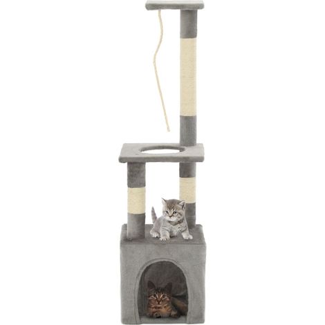 Katzen-Kratzbaum mit Sisal-Kratzsäulen 109 cm Grau