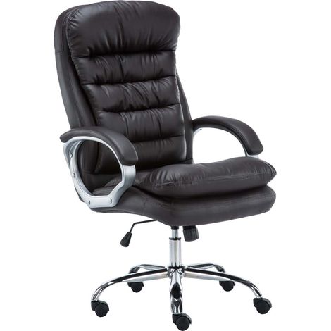 Sedia da ufficio con rotelle e meccanismo di inclinazione integrato portata massima 235 kg similpelle marrone struttura in metallo 100007082