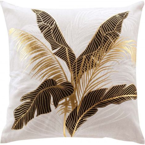 Coussin dehoussable 45 x 45 cm coton imprime or Aileen (1/4)