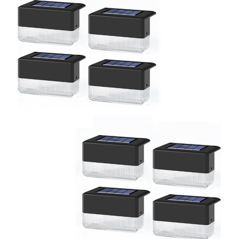 8 Pack Solar Railing LED Lights, Solar Lights Outdoor, Solar Step Light Waterproof Solar Step Light Used for Stairs, Fence, Deck, Garden, Patio Y (1/4)