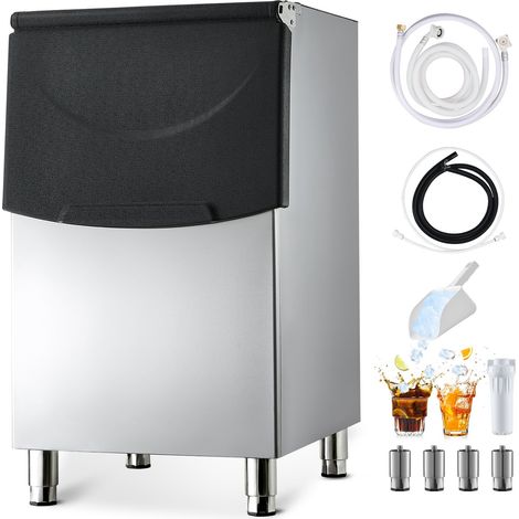 Bac à Glaçons en Acier Inoxydable, Bac de Stockage pour Machine à Glaçons Capacité de 113 kg, avec Pieds en Caoutchouc Antidérapants Réglables, pour Restaurant Hôtel Débits de Boissons (1/5)