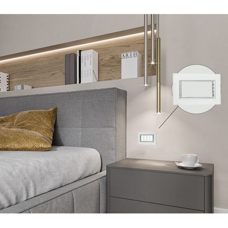 Placca Interruttore 4 Moduli Copri Placchetta Bianca Copripresa C4804 WHT (1/4)