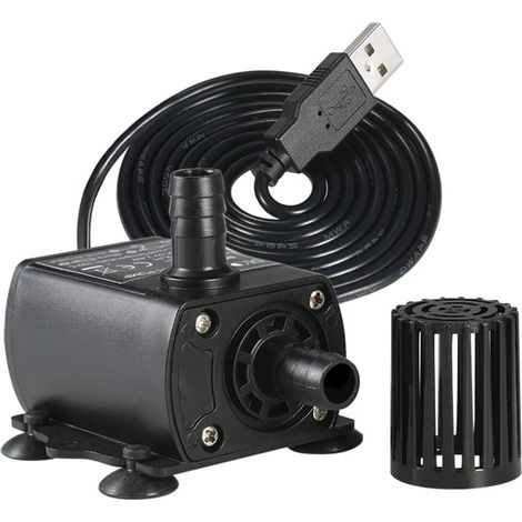Aquariumpumpe, Aquarium-Wasserpumpe, geräuschlose Tauchpumpe, Mini-Wasserpumpenfilter, Mini-Brunnen-Teichpumpe, Aquarium-Filtrationszubehör, USB, automatisch, geräuschlos, DC 5 V, 250 l/h, 2,4 W