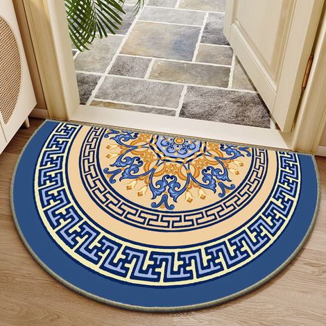 Semi-circular door mat 60 cm x 90 cm non-slip, washable understated entrance carpet