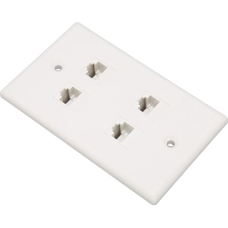 Plaque murale Ethernet 4 ports Cat6, gain de place, fixation optimale, avec vis, pour bureau à domicile. (1/5)