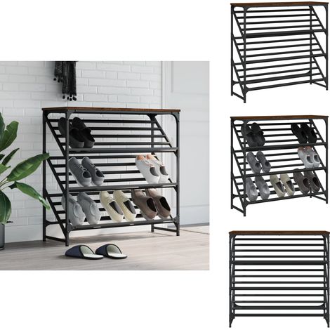 Étagère à chaussures chêne marron 90x30x85 cm bois d'ingénierie - Etagere Chaussure - Meuble Entrée - Rangement Chaussures - Organiseur Chaussures - Étagère Bois (1/5)