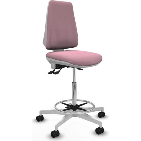 Taburete piqueras y crespo Elche rosa base blanca regulable (1/2)