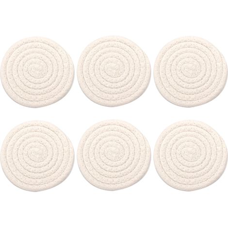 Dessous de verre tissés à la main, absorbants, ronds, résistants à la chaleur, ultra-absorbants, gris clair