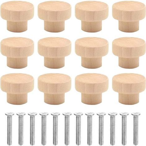 Boutons de meubles en bois (12 pièces) - Boutons de 35 x 26 mm pour armoires et commodes (1/5)