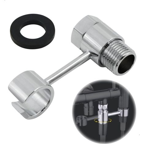 Supporto doccia senza foratura a 360° - Soffione doccia regolabile, attacco da 20 mm, dado universale per porta, attacco per soffione doccia, finitura cromata per bagno, facile installazione (1/4)