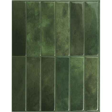 Kitchen and Bathroom Backsplash, Wall Tile Stickers, Green Self-Adhesive Tiles, Set of 5 Sheets, 29 x 22.86 cm (1/5)