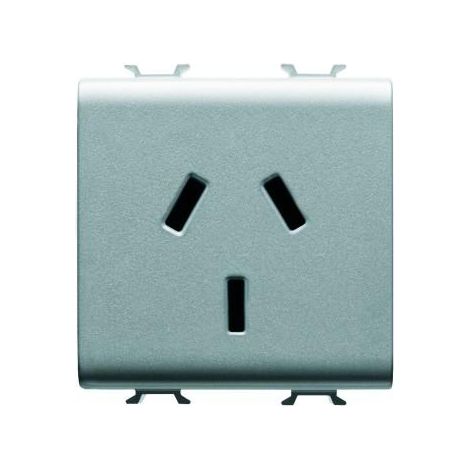 PRISE 2M 2 P+T 10A STD ARGENTIN TITANE GEWISS GW14301 (1/2)