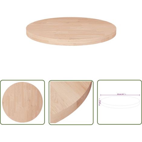 Plateau et Dessus de table rond Ø50x2,5 cm Bois de chêne massif non traité 42873 (1/4)