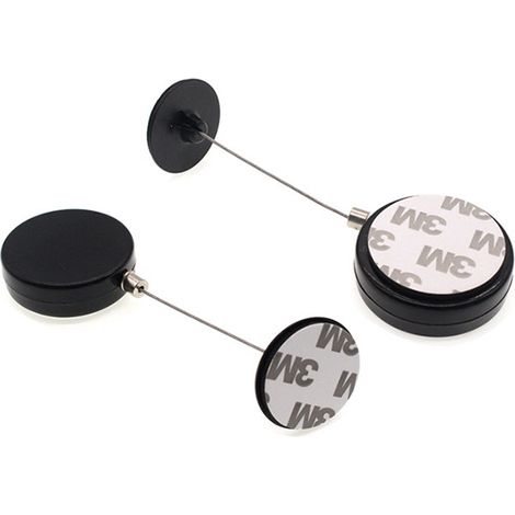 Bobine de câble rétractable - Noir, 1m, boucle de verrouillage et capuchon en fer (paquet de 2) (1/4)