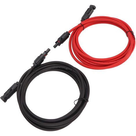 1 paire de câbles d'extension solaires 6 mm² isolés en cuivre PPE, adaptateur pour panneau solaire pour système photovoltaïque de camping-car, 6 m / 19,7 pi (1/5)