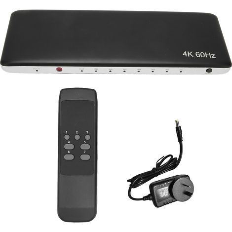 HDMI 2.0-Umschalter mit 7 Eingängen und 1 Ausgang, HDCP 2.2-Unterstützung, 4K 60Hz UHD, 3D-Videoauswahl, 100–240 V mit australischem Stecker (1/5)