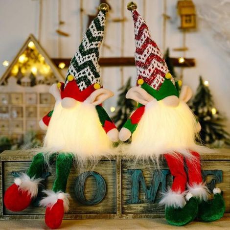 2 Pièces GNOME De Noel Lumineux - Lutin Farceur De Noel - Lutin De Noel Decoration GNOME - Mini Elfe De Noel - Décoration De Noel (1/4)