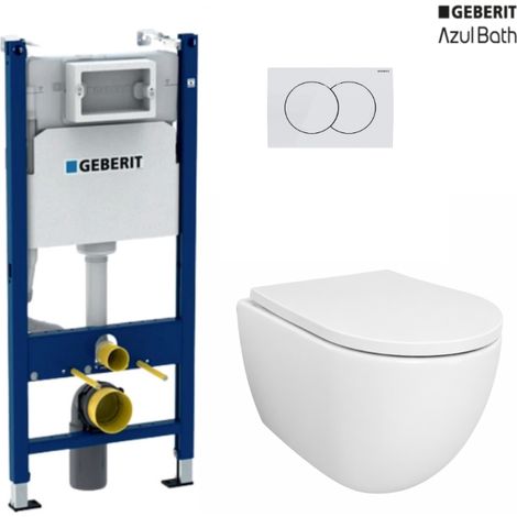 Pack cisterna Geberit Duofix con pulsador Delta 01 y WC suspendido Swiss Tornado 53 cm y soft-close