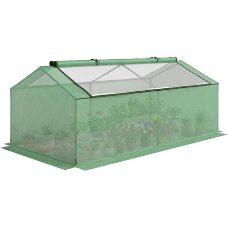 Caseta de jardín pequeña de Irovami con ventanas de dos niveles, ideal para el jardín y el balcón Techo de polietileno (PE), 180 x 90 x 70 cm, verde