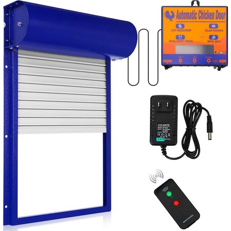 Nannigr Porte Poulailler Automatique, Porte à Volets Roulants, Porte Automatique Poulailler en Aluminium avec Affichage LED, Capteur de Lumière, Telecommande, Commande de Minuterie Bleu (1/5)