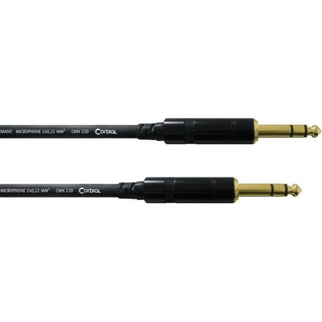 Câble Patch Audio - Jack 6.35 mm Stéréo Mâle/Mâle - 6 m - Blindage Spirale Cuivre - PVC Mat Noir - 0.22 mm²