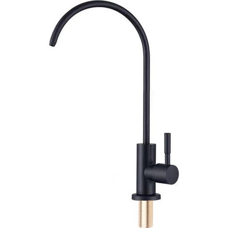 Robinet d'eau potable, mitigeur de cuisine, robinet avec filtre à eau en acier inoxydable noir (1/5)