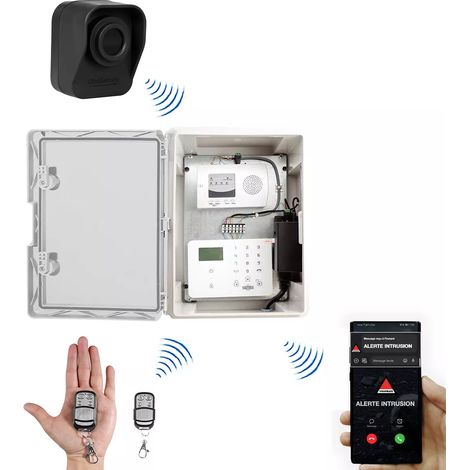 Kit "hangar agricole" - Point d'alerte GSM 4G IP65 + 1 détecteur de mouvement sur piles (DA600+/KP) (1/5)