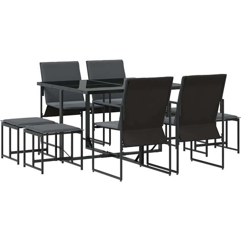 Maison Exclusive - Garten Essgruppe 9 pcs Schwarz Stahl
