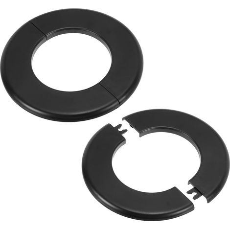 Plaque d'Écussons Auto-Adhésive Ronde en ABS 3.07"/78mm, 2pcs Couverture Murale pour Tuyau d'Eau, Cache Mitigeur Douche Boucles Rosace Robinet Chauffage Plomberie Mural, Noir (1/5)