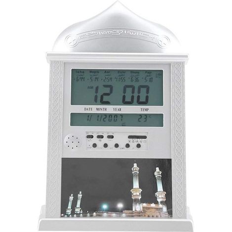 Reloj despertador digital, reloj de pared islámico Azan, reloj de oración musulmán, reloj despertador de pared LCD automático, reloj de mesa de oración islámico, reloj de oración para el hogar (1/5)