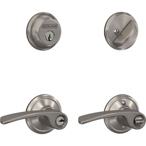 Pêne dormant monocylindre et levier, Serrure à Cylindre à entrée à clé, nickel satiné (1/5)