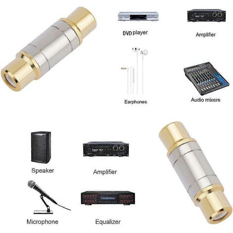 Adaptateur de coupleur femelle/femelle plaqué or, rallonge de connecteur métallique (1/4)