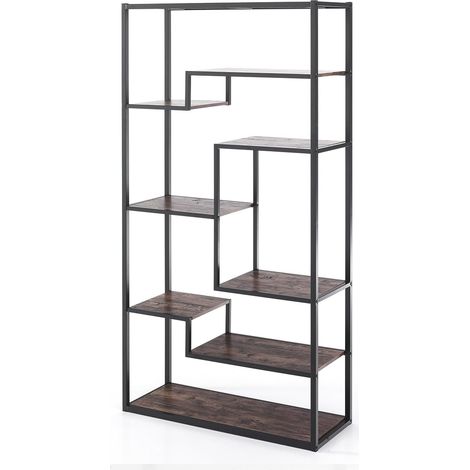 Estantería industrial metal negro y estantes de madera 160 cm Eugene