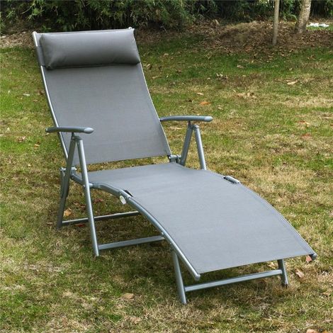 SDRAIO PRENDISOLE RELAX RECLINABILE PIEGHEVOLE CON CUSCINO GIARDINO GRIGIO (1/5)