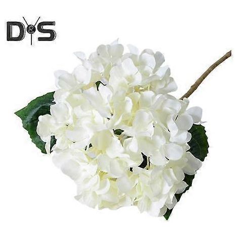 Hortensia artificiel avec tige à feuilles vertes, fleur artificielle réaliste, centre de table pour mariage, maison ou bureau, composition florale. Branche de fleurs artificielles.blanc (1/5)